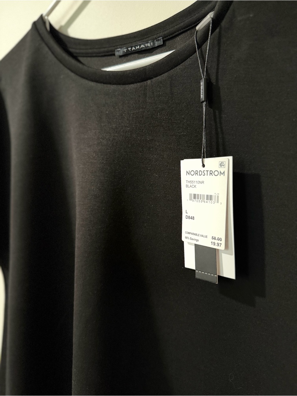 Tahari Black Crew Neck Top with Tag